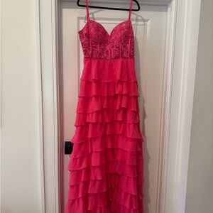 Pink Ruffled prom dress